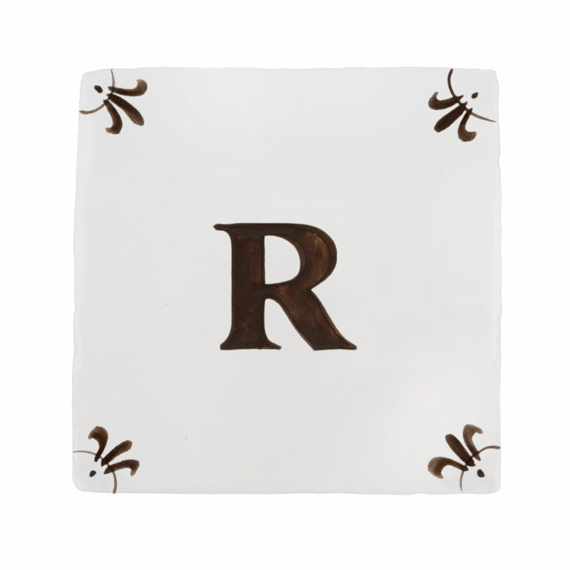 Alphabet R Delft Tile