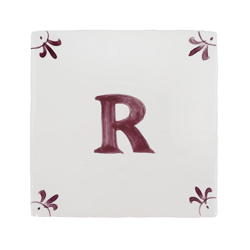 Alphabet R Delft Tile