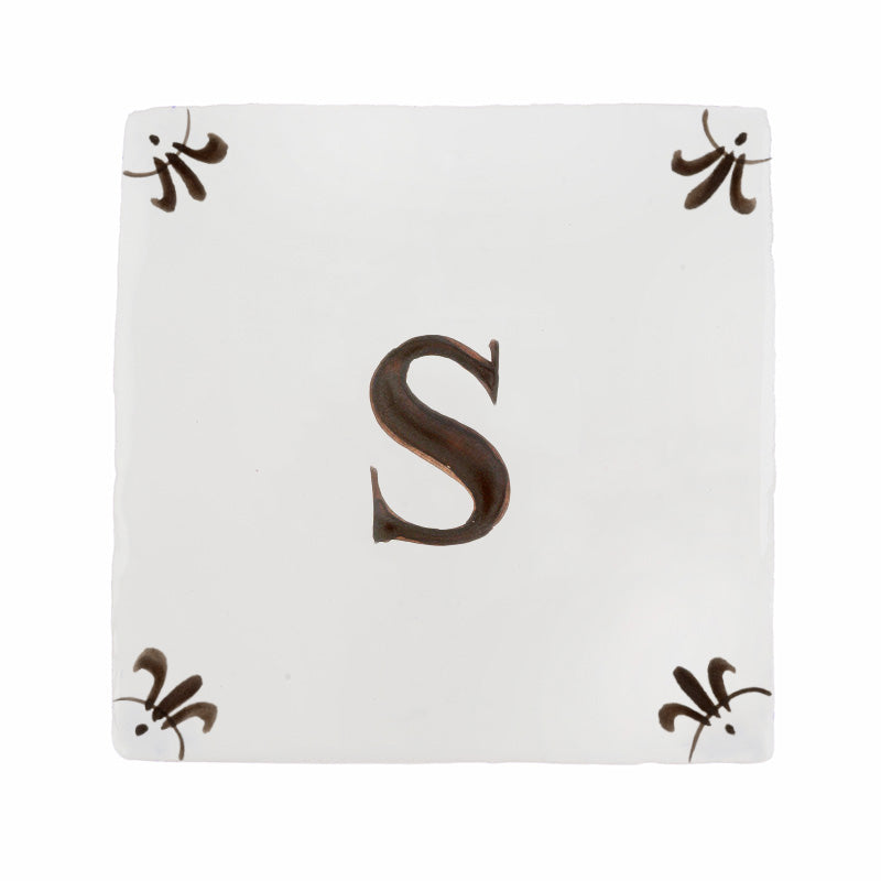 Alphabet S Delft Tile