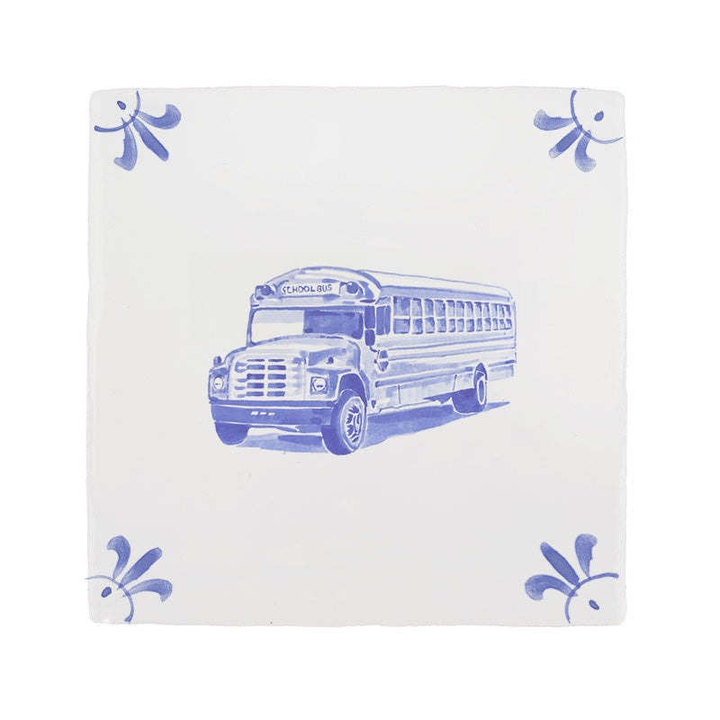 School Bus Delft Tile