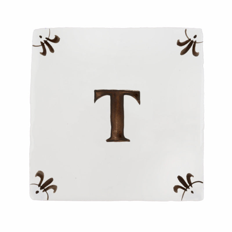 Alphabet T Delft Tile