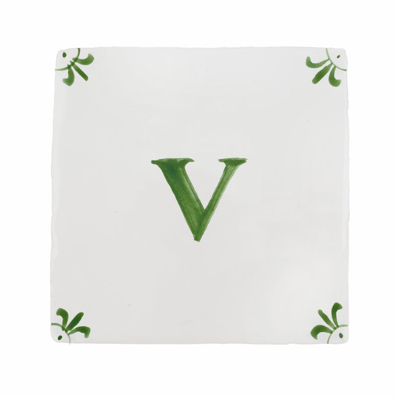 Alphabet V Delft Tile