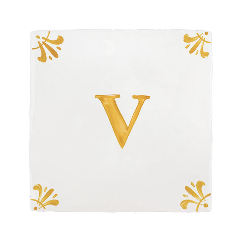 Alphabet V Delft Tile