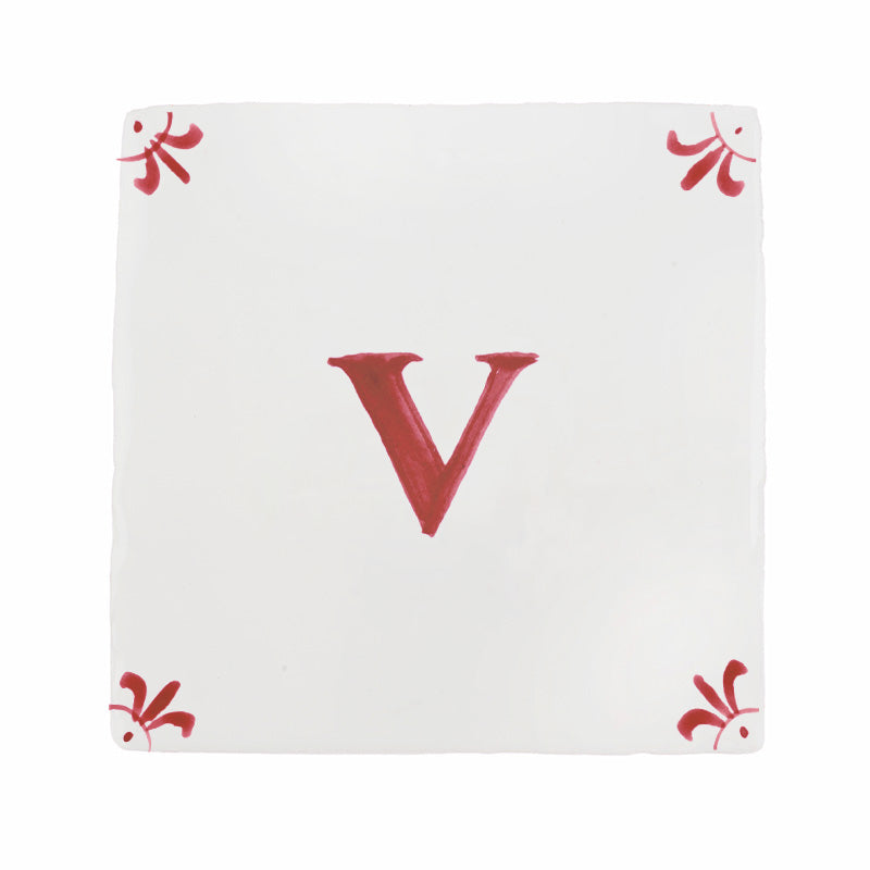 Alphabet V Delft Tile