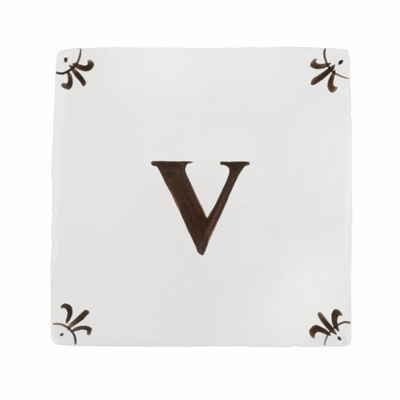 Alphabet V Delft Tile