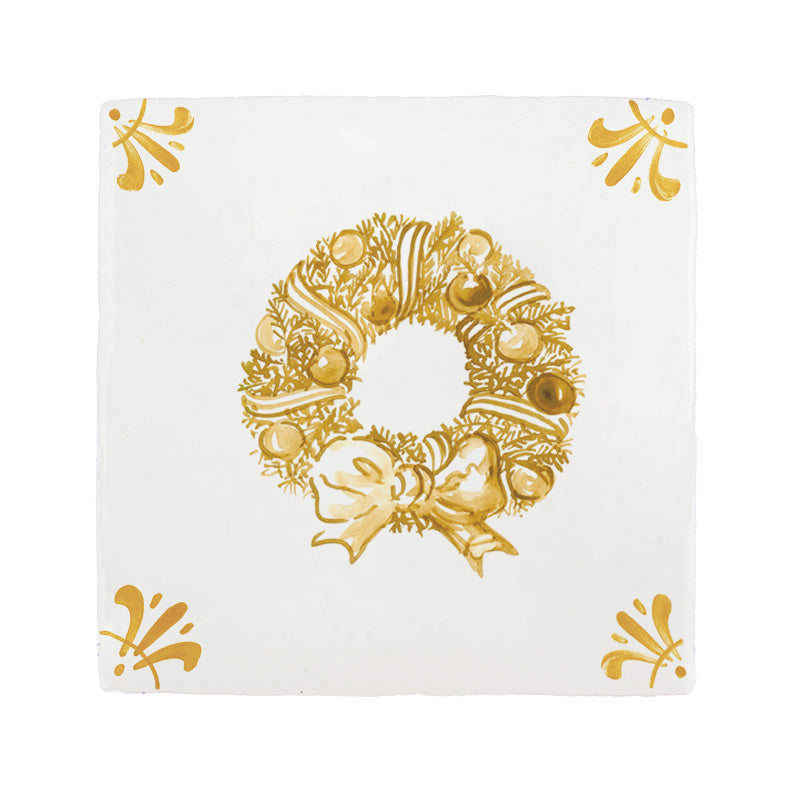 Festive Wreath Delft Tile