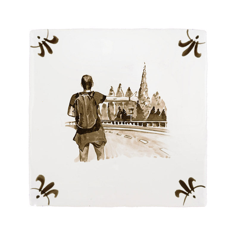 Hitch Hikers Delft Tile