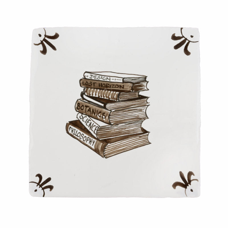 Stacked Books Delft Tile | Petra Palumbo