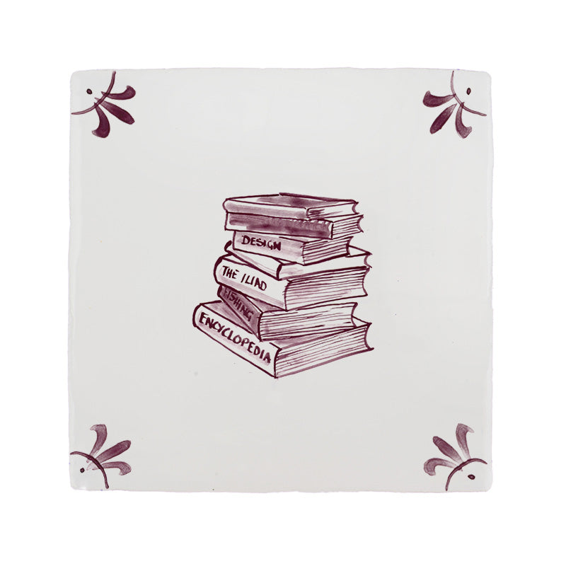 Stacked Books Delft Tile | Petra Palumbo