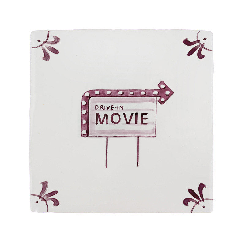 Drive In Movie Delft Tile
