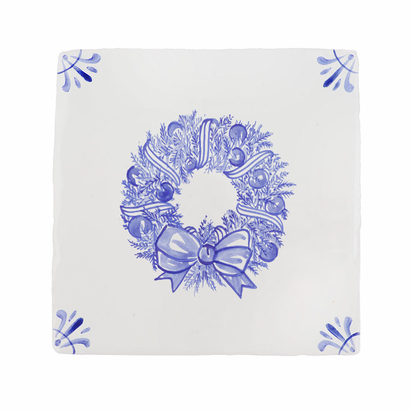 Festive Wreath Delft Tile