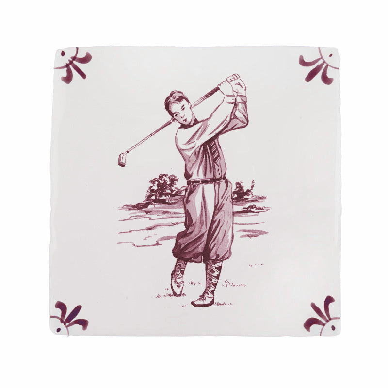 Golfer Delft Tile