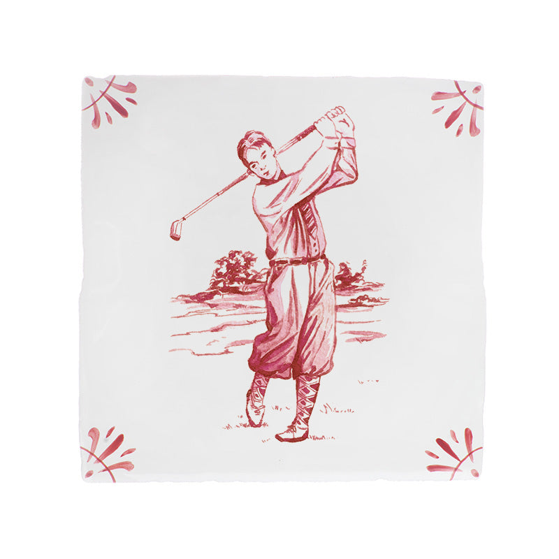 Golfer Delft Tile