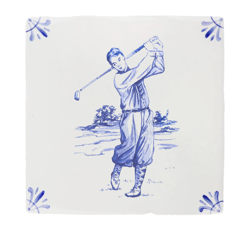 Golfer Delft Tile