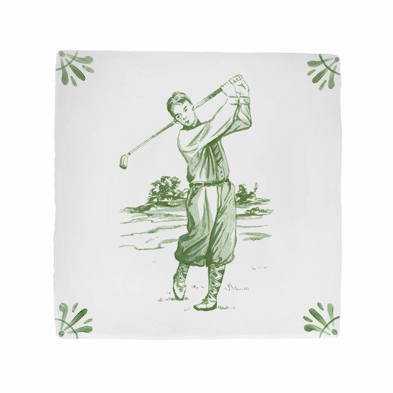 Golfer Delft Tile