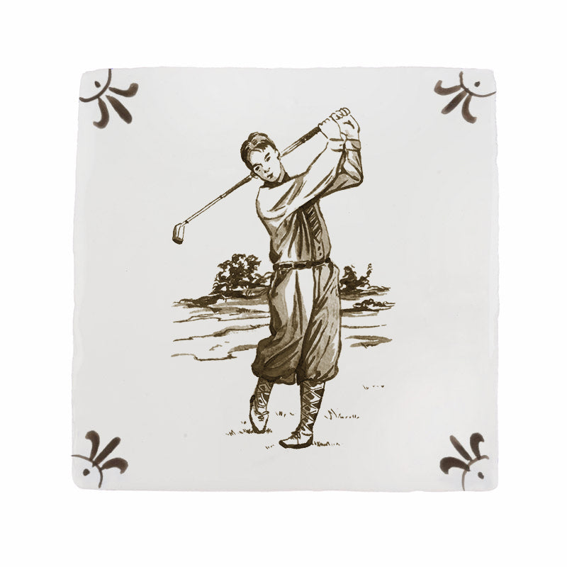 Golfer Delft Tile