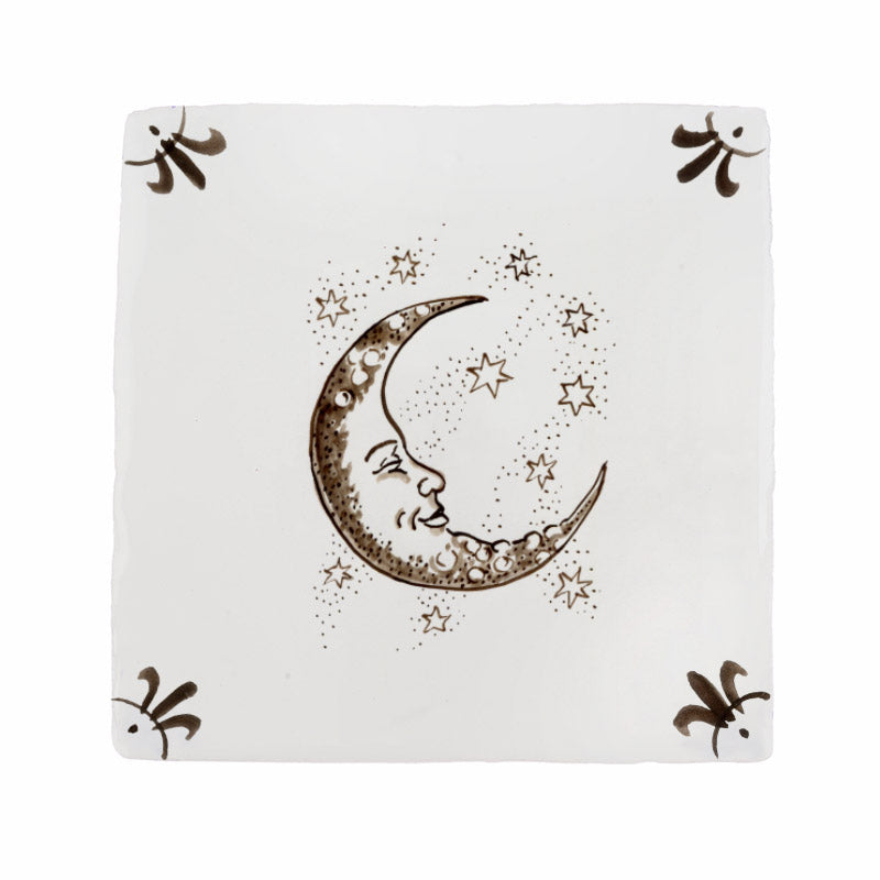 Moon and Stars Delft Tile