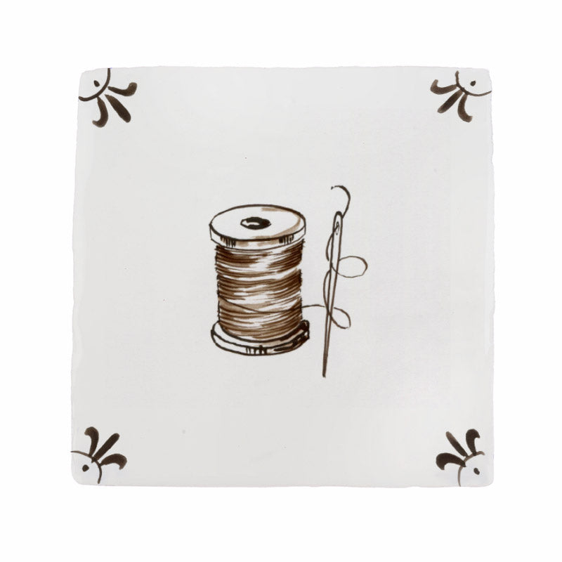 Needle and Thread Spool Delft Tile