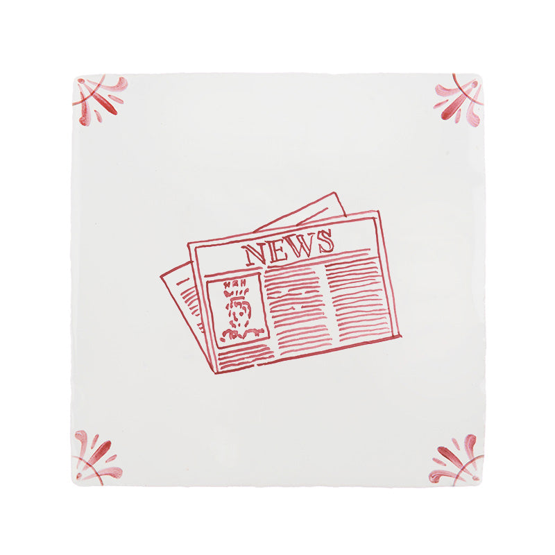 Newspaper Delft Tile