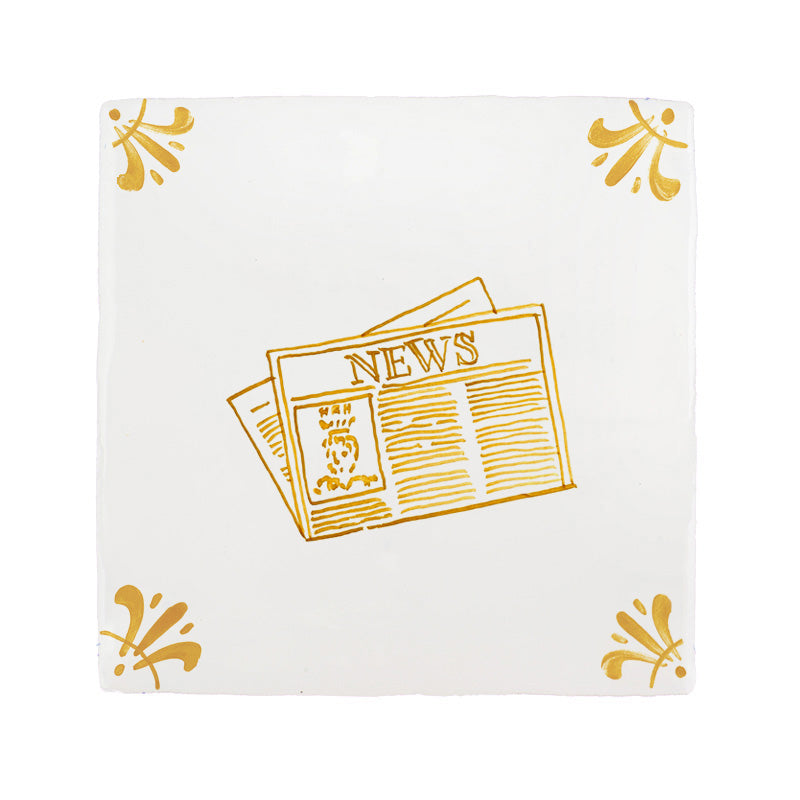 Newspaper Delft Tile