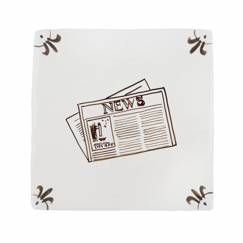 Newspaper Delft Tile