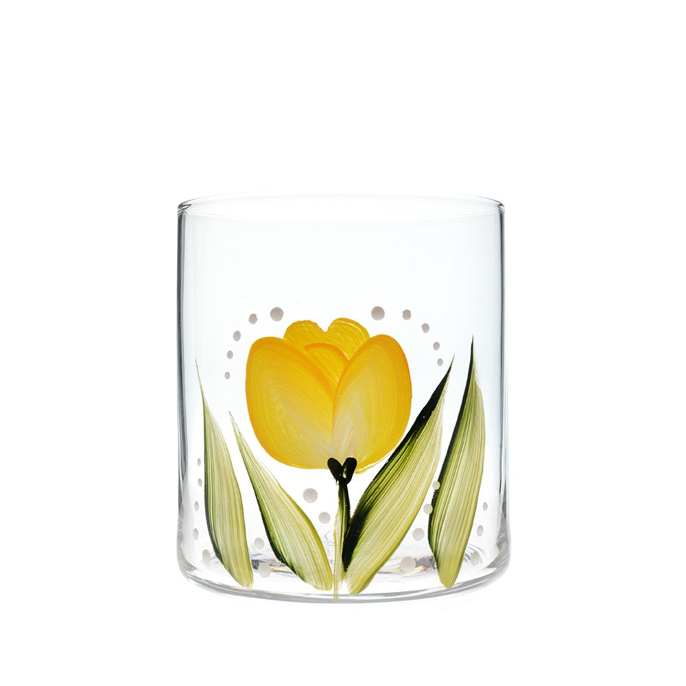 Yellow Tulip Crystal Tumbler