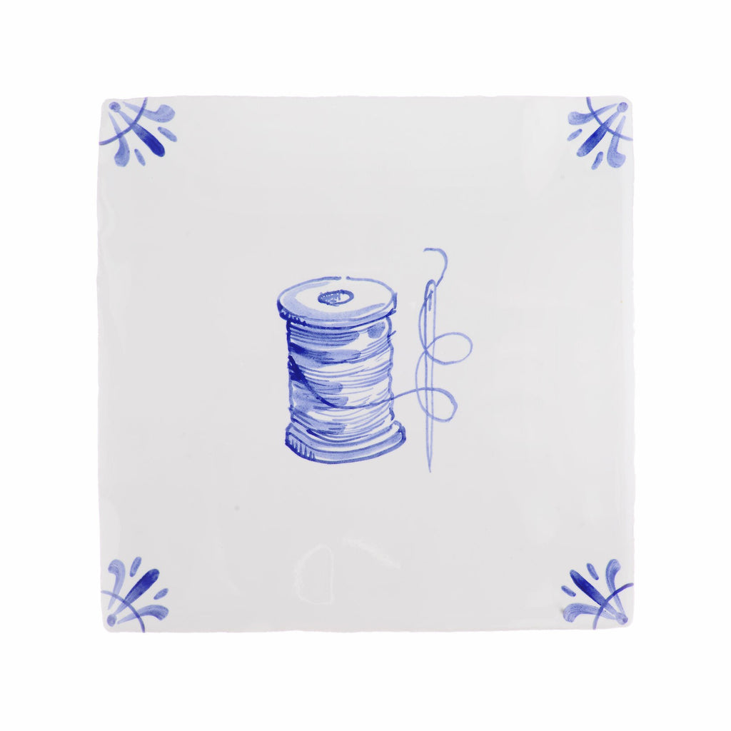 Needle and Thread Spool Delft Tile