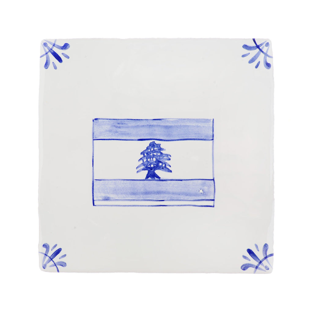Lebanese Flag Delft Tile