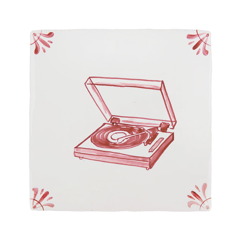 Vinyl Record Player Delft Tile