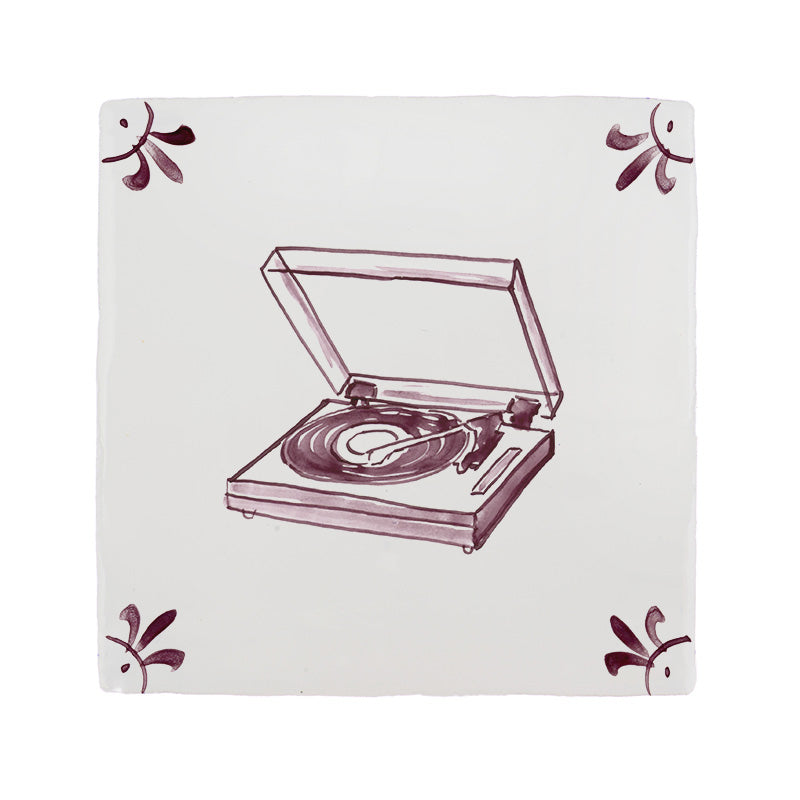 Vinyl Record Player Delft Tile