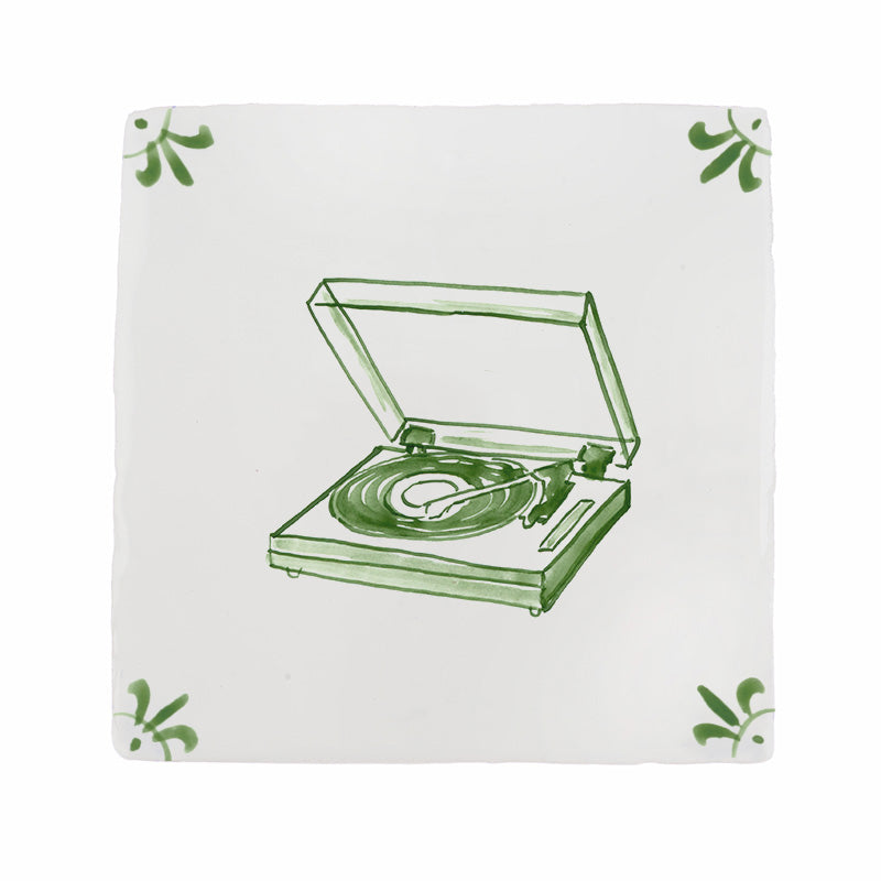 Vinyl Record Player Delft Tile
