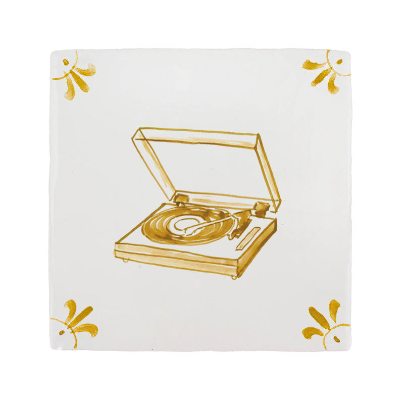 Vinyl Record Player Delft Tile