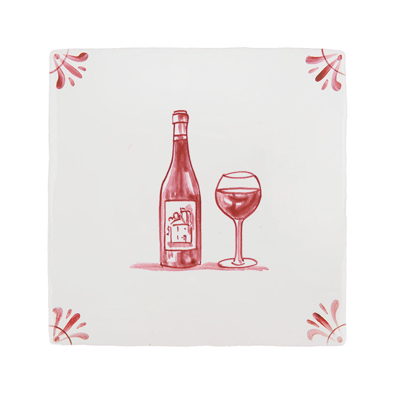 Red Wine Lovers Delft Tile