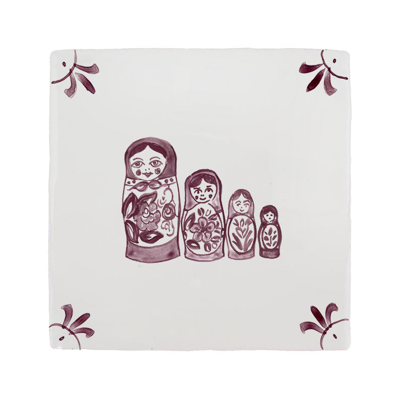 Matryoshka Dolls Delft Tile