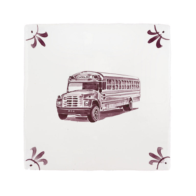 School Bus Delft Tile