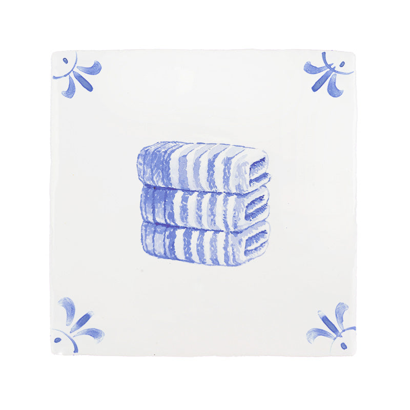 Stacked Towels Delft Tile