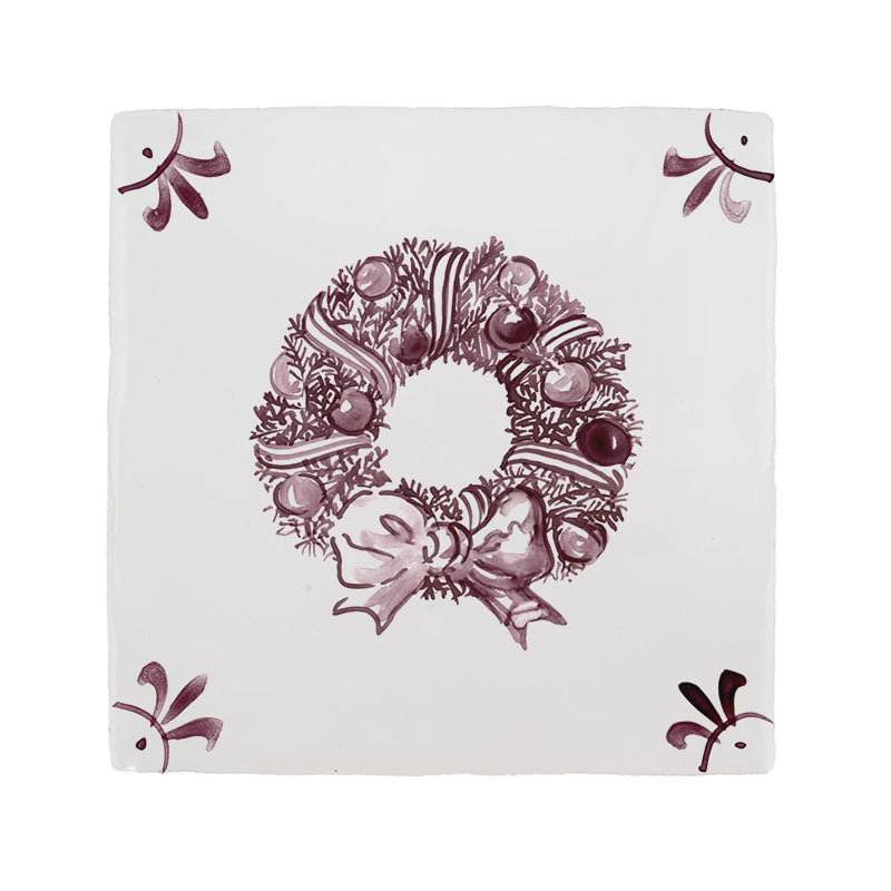 Festive Wreath Delft Tile
