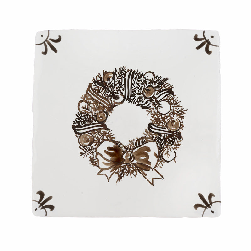 Festive Wreath Delft Tile