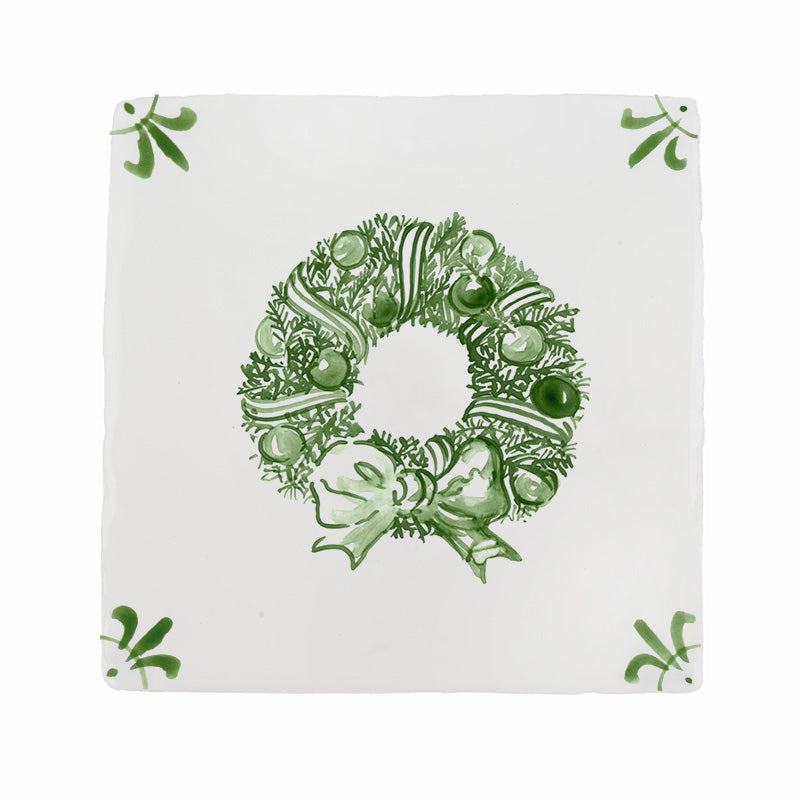 Festive Wreath Delft Tile