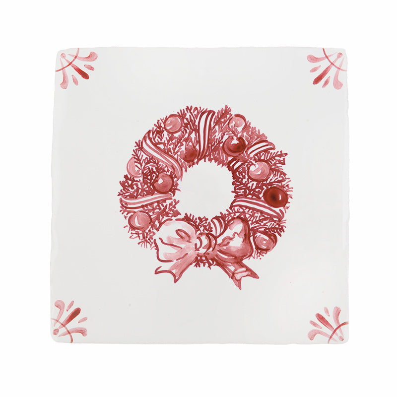 Festive Wreath Delft Tile